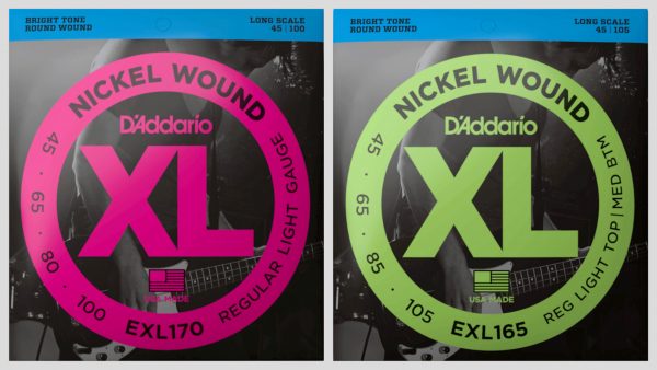 D'Addario 3 mute di corde per basso a scelta EXL170 45-100 / EXL165 45-105 Nickel Wound Long Scale Made in Usa