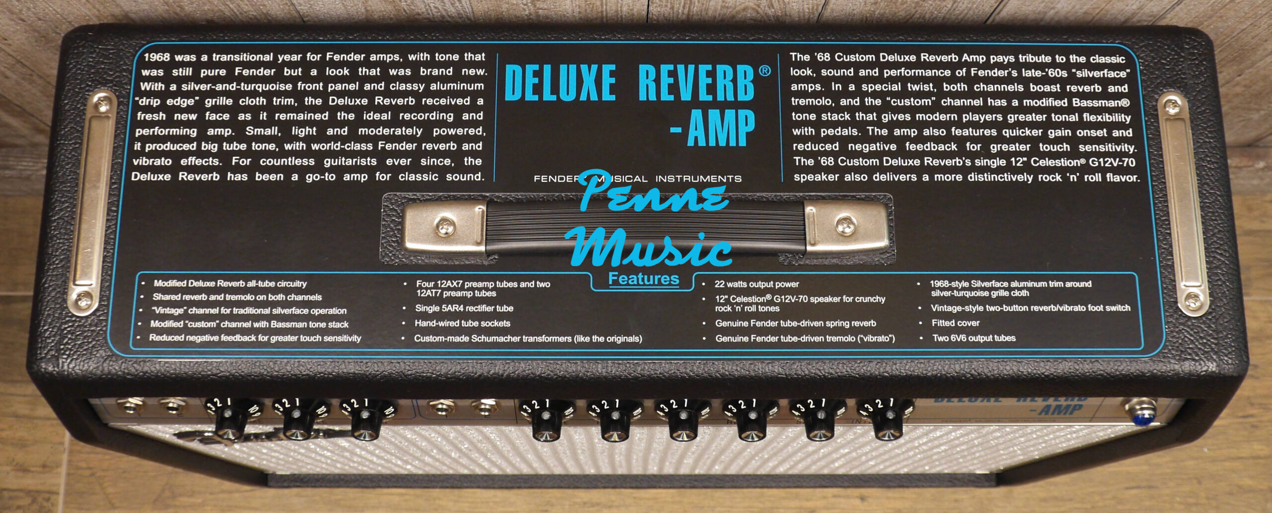 Fender 68 Custom Deluxe Reverb amplificatore valvolare chitarra 22 watt 1x12" Celestion (con footswitch e cover) 2274006000 Made in Mexico