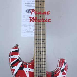 EVH Frankenstein Frankie Relic Striped Series Red with Black and White Stripes 1