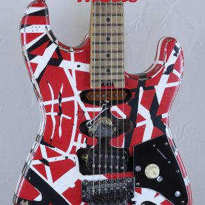 EVH Frankenstein Frankie Relic Striped Series Red with Black and White Stripes 3