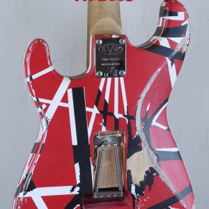 EVH Frankenstein Frankie Relic Striped Series Red with Black and White Stripes 4