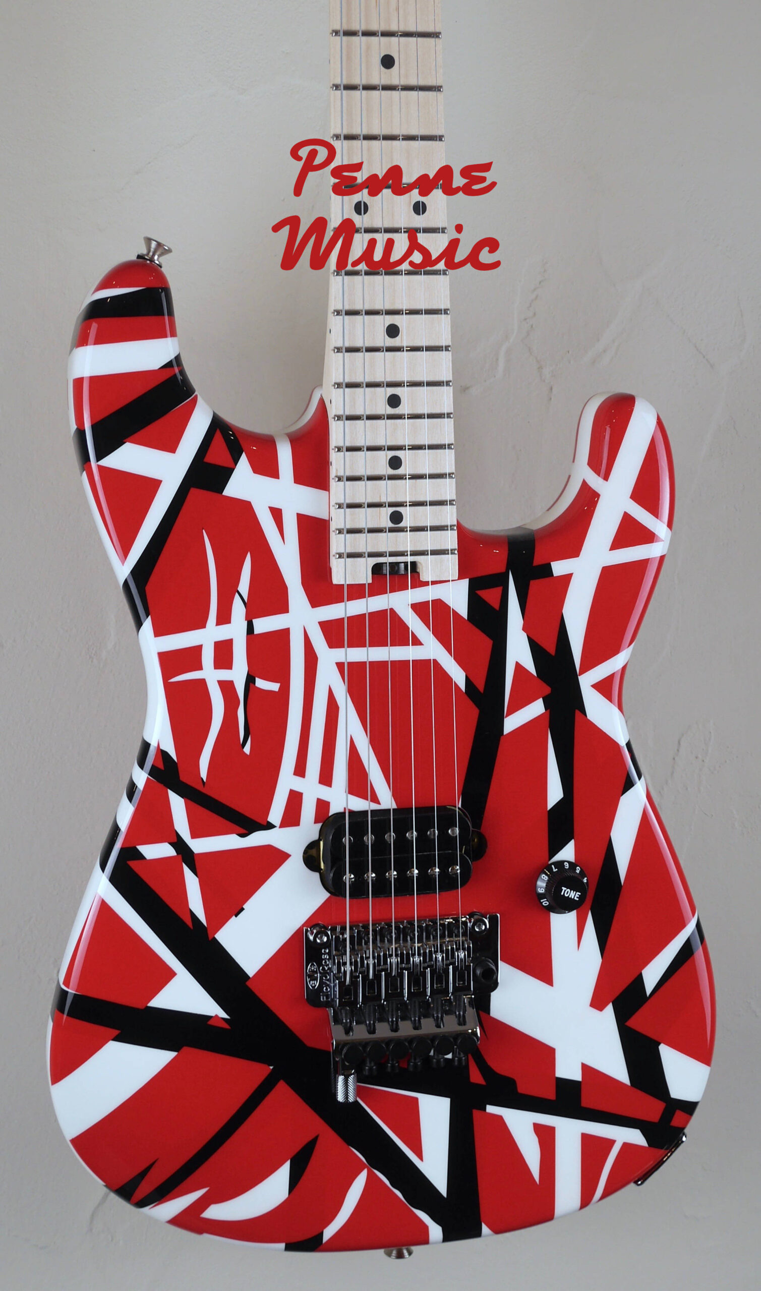 EVH Striped Series Red with Black and White Stripes 3