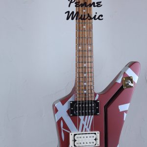 EVH Striped Series Shark Burgundy with Silver Stripes 1