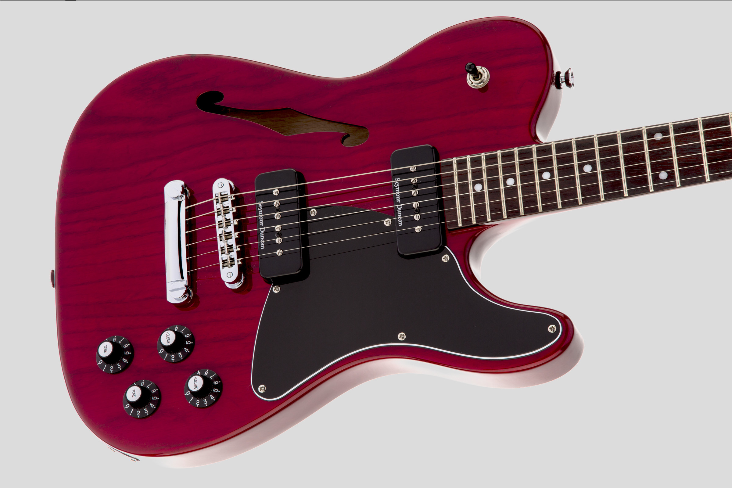 Fender Jim Adkins JA-90 Telecaster Thinline Crimson Red Transparent 3