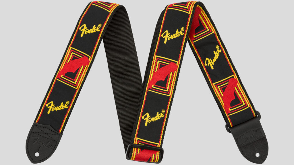 Fender Monogrammed Strap Black/Yellow/Red 2" 0990681500 Made in Canada
