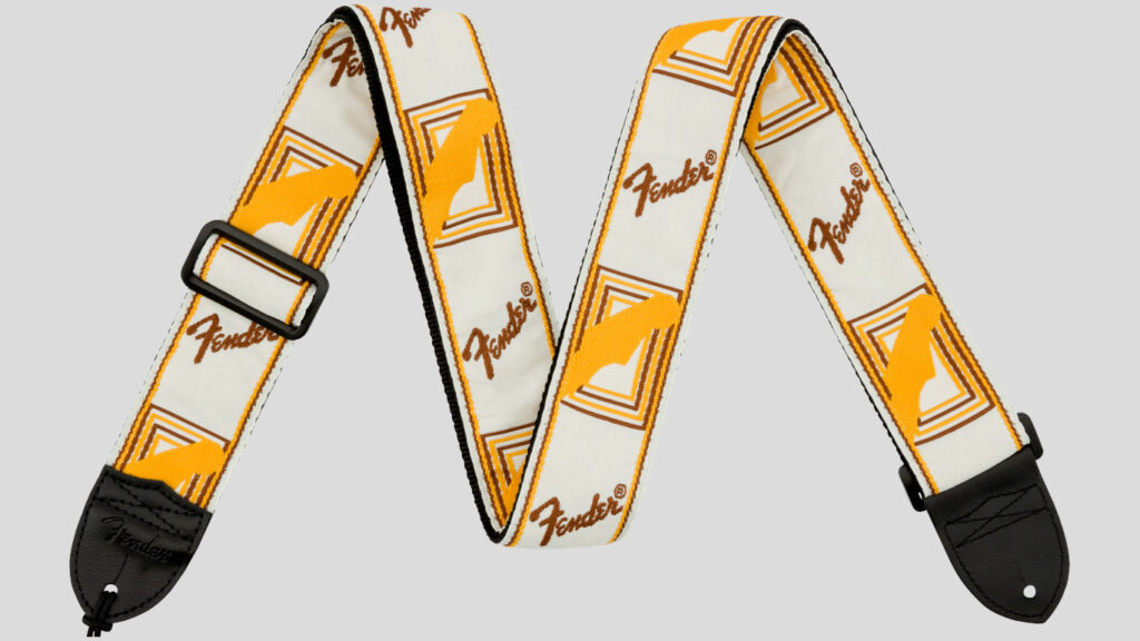 Fender Monogrammed Strap White/Brown/Yellow 0990683000 Made in Canada
