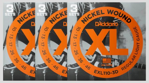 D’Addario EXL110-3D (x3) 9 mute di corde per chitarra elettrica 10-46 Nickel Wound (10-13-17-26-36-46) Made in Usa