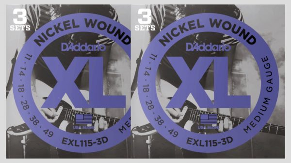 D’Addario EXL115-3D (x2) 6 mute di corde per chitarra elettrica 11-49 Nickel Wound (11-14-18-28-38-49) Made in Usa