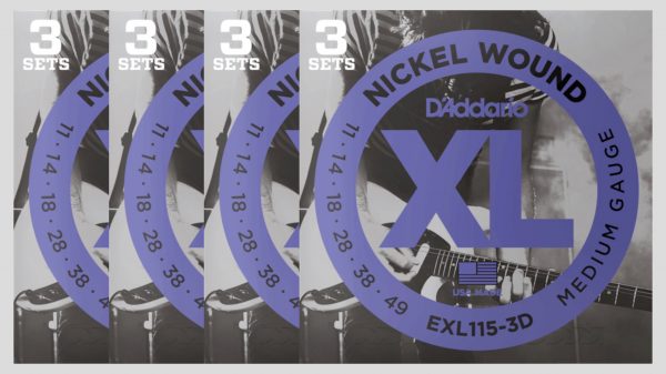 D’Addario EXL115-3D (x4) 12 mute di corde per chitarra elettrica 11-49 Nickel Wound (11-14-18-28-38-49) Made in Usa