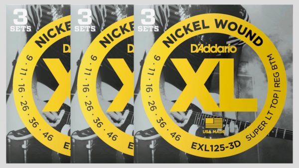 D’Addario EXL125-3D (x3) 9 mute di corde per chitarra elettrica 9-46 Nickel Wound (9-11-16-26-36-46) Made in Usa