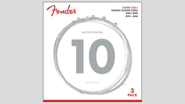 Fender Super 250R 3 mute di corde per chitarra elettrica 10-46 Nickel Plated Steel 0730250310 Made in UsaFender Super 250R 3 mute di corde per chitarra elettrica 10-46 Nickel Plated Steel 0730250310 Made in Usa