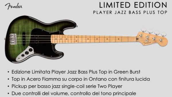 Fender Limited Edition Player Jazz Bass Plus Top Green Burst 0140229516 custodia Fender in omaggio