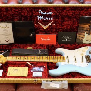Fender Custom Shop Time Machine 57 Stratocaster Faded Aged Daphne Blue Relic 1