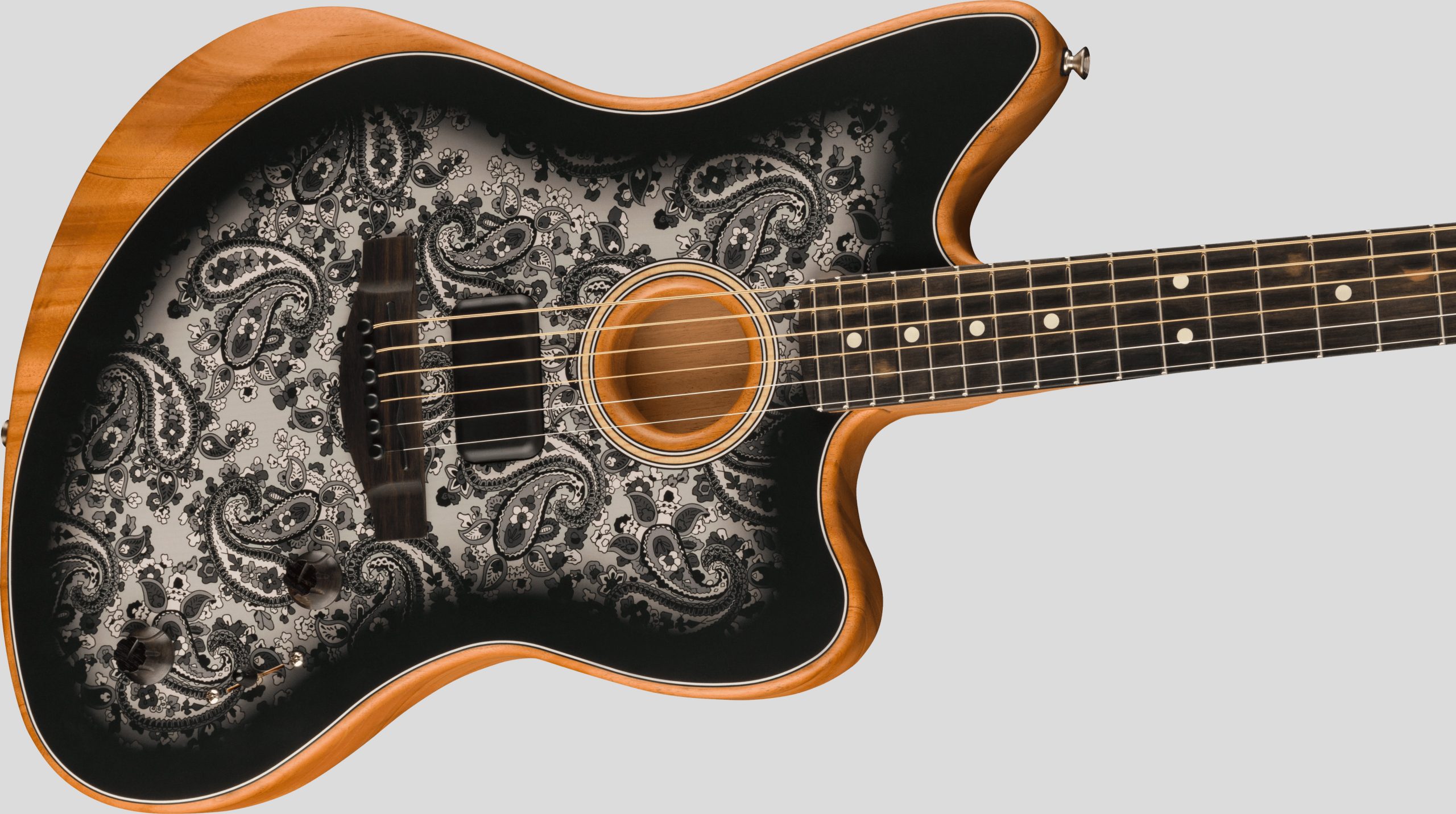 Fender Limited Edition American Acoustasonic Jazzmaster Black Paisley 3