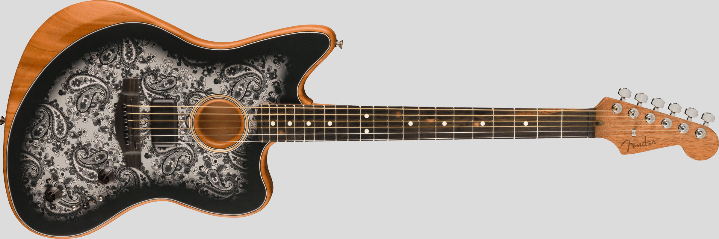 Fender Limited Edition American Acoustasonic Jazzmaster Black Paisley 4