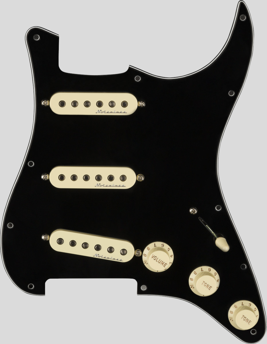 Fender Pre-Wired Hot Noiseless Stratocaster Pickup Set Pickguard Black 5