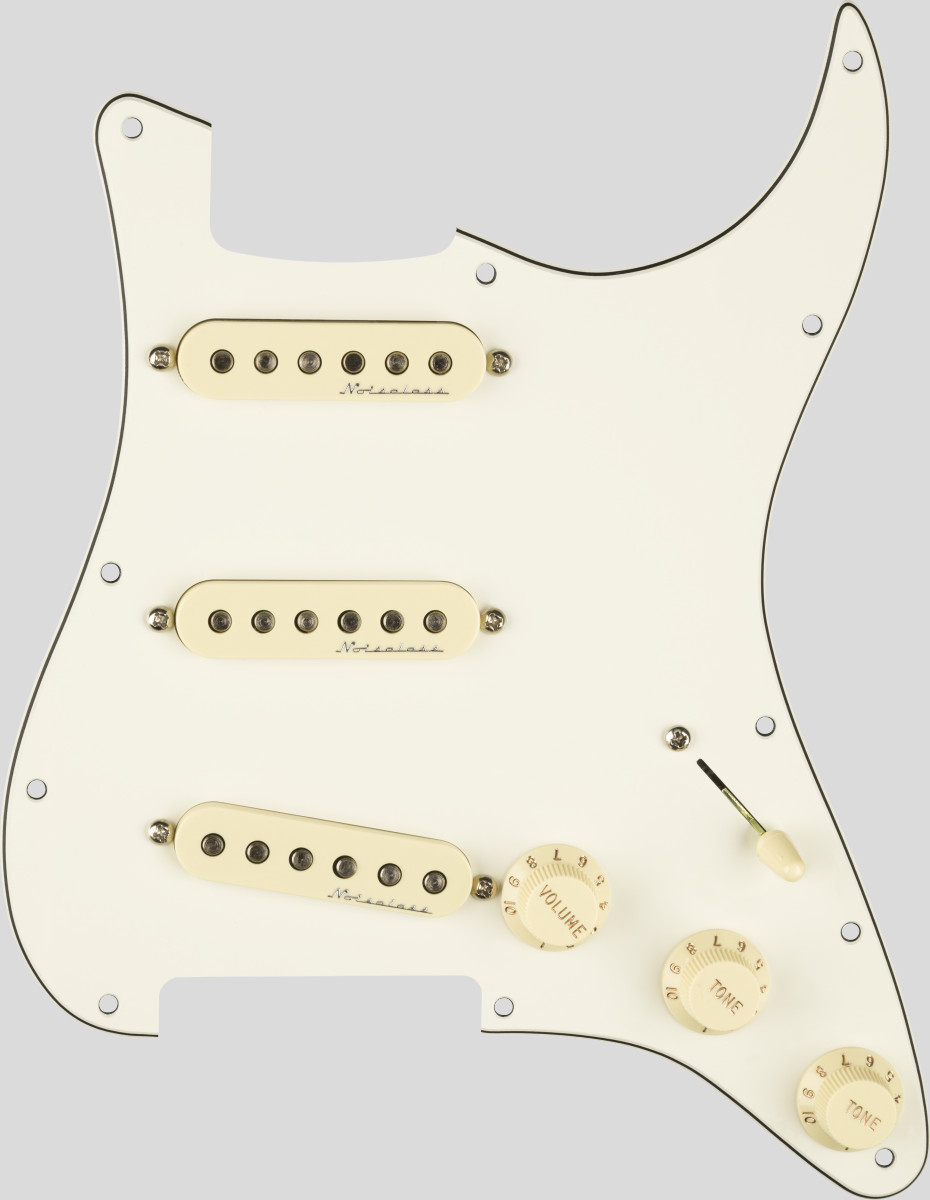 Fender Pre-Wired Hot Noiseless Stratocaster Pickup Set Pickguard Parchment 5