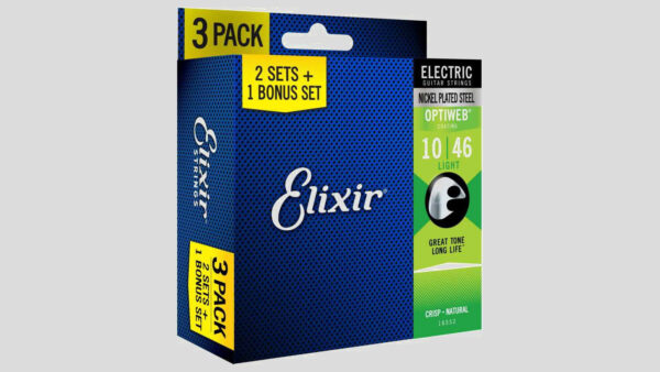 Elixir Optiweb 16552 3 mute di corde per chitarra elettrica 10-46 Made in Usa 10-13-17-26-36-46 Electric Nickel Plated Steel