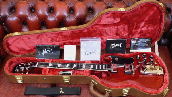 Gibson SG Standard 61 Sideways Vibrola Vintage Cherry SG61W00VENH1 Made in Usa inclusa custodia